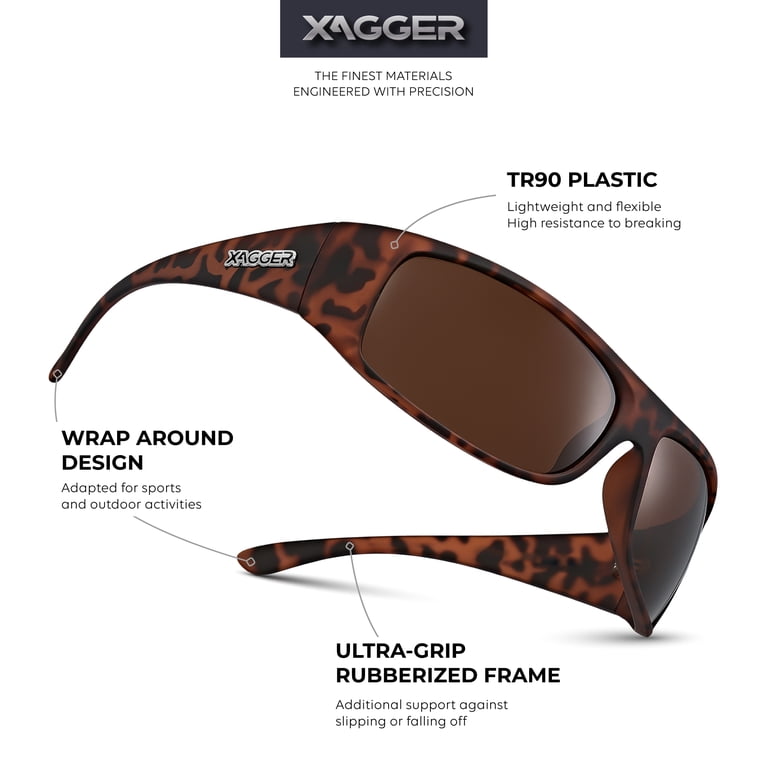Xagger Polarized Wrap-Around Sunglasses, Brown Lens photo 5