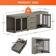 thumbnail image 3 of Wiilayok 94.5" Dog Crate Furniture for 2 Large Medium Dogs, Wooden Dog Kennel TV Stand with 3 Storage Drawers, 4 Bowls & Locks, Gray Indoor Dog House, 3 of 9