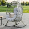 thumbnail image 2 of Uforic Outdoor Rocking Rattan Egg Chair with Cushioned Comfort, 250lb Capacit, Light Grey, 2 of 9
