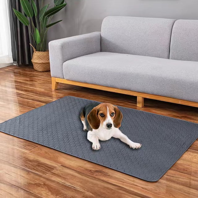 Almohadillas de pañales para mascotas reutilizables antideslizantes Alfombra de entrenamiento para perros lavable | Almohadilla de algodón súper absorbente a prueba de fugas | Gris/Caqui | 27.5x39.3