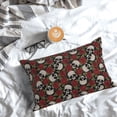 thumbnail image 5 of Goofa Red Rose Skull Print Plush Throw Pillow Case, Soft Velvet with Hidden Zipper, Decorative Cushion Cover for Sofa, Bed, Car, and Home Décor-16"x24", 5 of 6