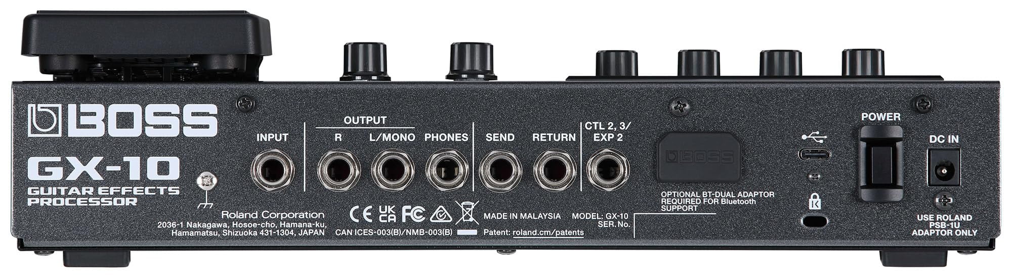 Boss GX-10 Guitar Effects Processor Bundle with Gearlux Power Supply, Instrument Cable, Patch Cable, and Picks