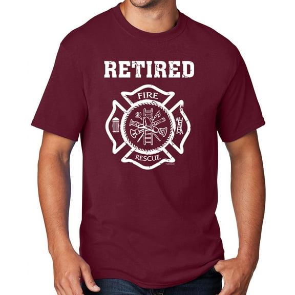 Men's Retired Firefighter T-shirt, 3XL Cardinal Red