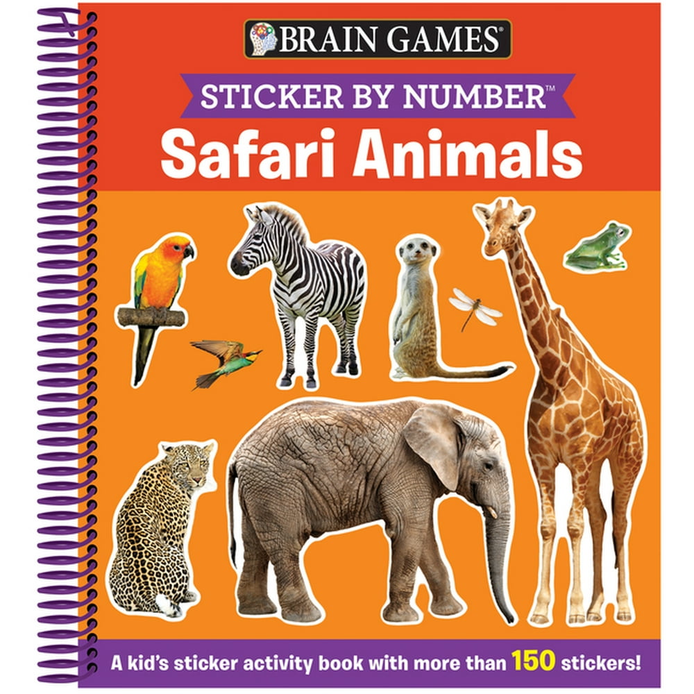 Brain Games Sticker by Number Safari Animals A Kid's Sticker