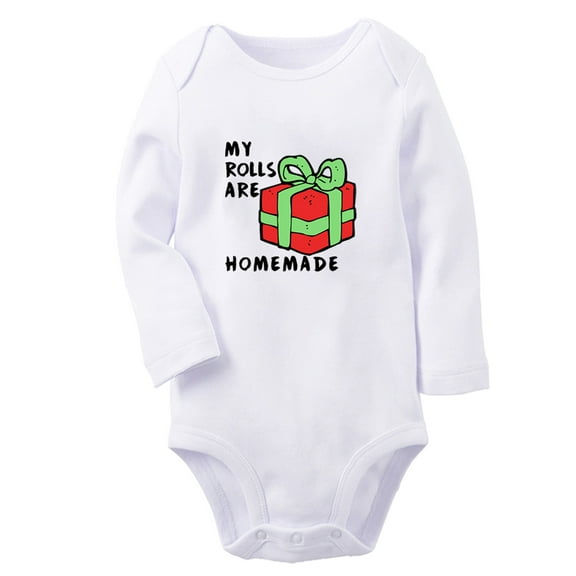 iDzn My Rolls Are Homemade Funny Rompers, Newborn Baby Unisex Bodysuits, Infant Jumpsuits, Toddler Kids Long Sleeve Oufits (White, 0-6 Months)