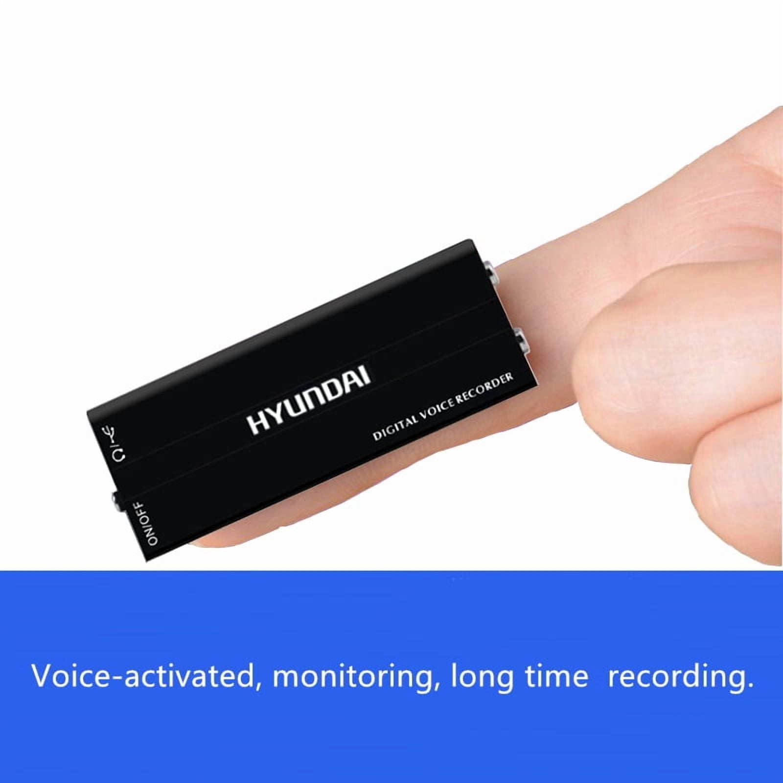 Hyundai E100 Mini Professional Dictaphone Ultra-Thin HD Child Safety Encryption Digital Voice Recorder Music Player Meeting Class Lecture Business Audio Record-8GB