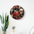 thumbnail image 4 of 12 Inch Wall Clock Battery Operated Silent Clock Decorative for Office, Kitchen, Outdoor, Living Room，Floral Skulls Drawing, 4 of 4