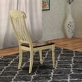 thumbnail image 3 of Benzara Wooden Side Chair with Overlapped Design Back and Scoop Seat, White and Brown, Set of Two, 3 of 3