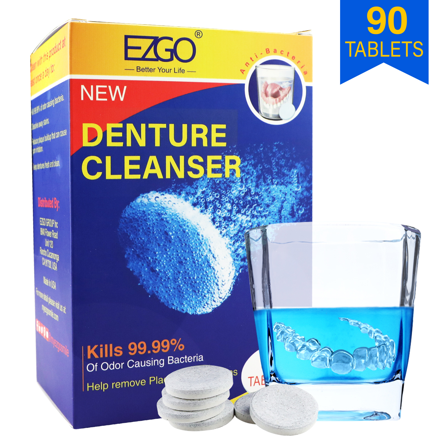 EZGO 90 Pcs Retainer & Denture Cleaner Tablets in 3 Mins