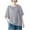 Gray, variant on HomeGardon Womens Shirts Plus Size Tops for Women,Women's Solid Color Imitation Cotton and Linen Shoulder Down Short Sleeved Round Neck Hem Slit Top,S-XXXXL