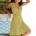 thumbnail image 2 of Pisexur Robes pour Femmes Mode Robe Mini à Imprimé Floral Tunique à Col en V Robe Soleil Décontractée Fluide à Nouer sur le Côté Robe Midi Élégante Sans Manches Robe Débardeur Grande Taille Robes d'Été pour Femmes P-5TG, 2 of 6
