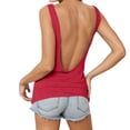 thumbnail image 2 of HCYSFG Womens Deep V Backless Tank Top Slim Fit Sleeveless Solid Color Camisole Stretchy Low Back Summer Clubwear Top Trendy Activewear, 2 of 6