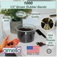 thumbnail image 2 of Amelia Beauty | 1/2in, Brown, Elastic Rubber Band Pony Tail Holders | Made in USA, Ideal for Ponytails, Braids, Twists, Dreadlocks, Styling Accessories for Women, Men and Girls | 1000 Pack, 2 of 6