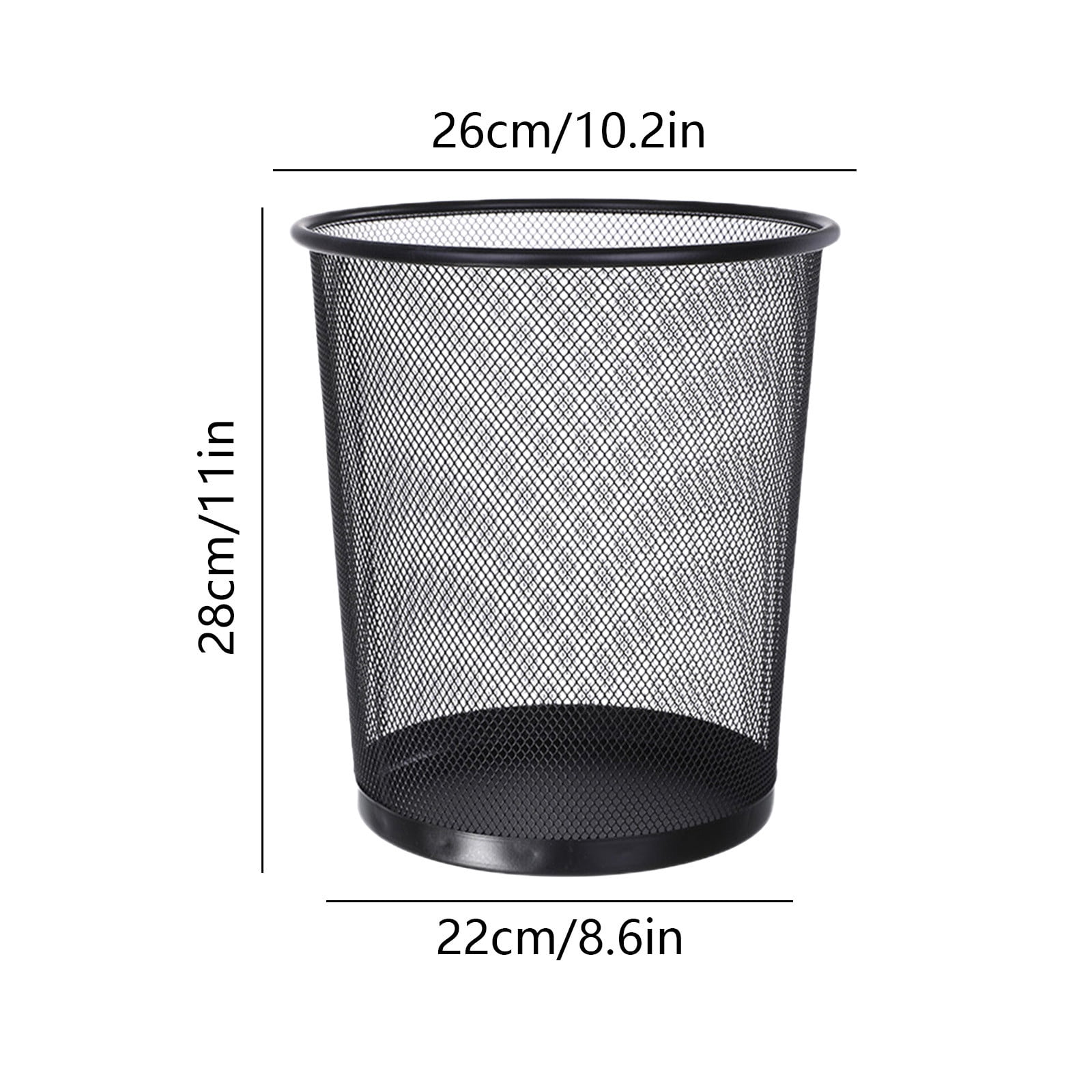 Kabnic Mesh Round Wastebasket, 4Gal Large Capacity Trash Can, Wastepaper Basket for Bathroom, Kitchen, Bedroom, Office | Black