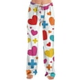 thumbnail image 5 of Womens Heart Print Pajama Pants Valentine Sleepwear Pants Loose Wide Leg Lounge Pants High Waisted Comfortable Pajamas for Relaxing Multicolor M, 5 of 8