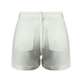 thumbnail image 5 of Women's High Waisted Distressed White Denim Shorts Button Fly, 5 of 8