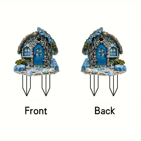 Blue Small House 2D Flat Acrylic Floor Plug