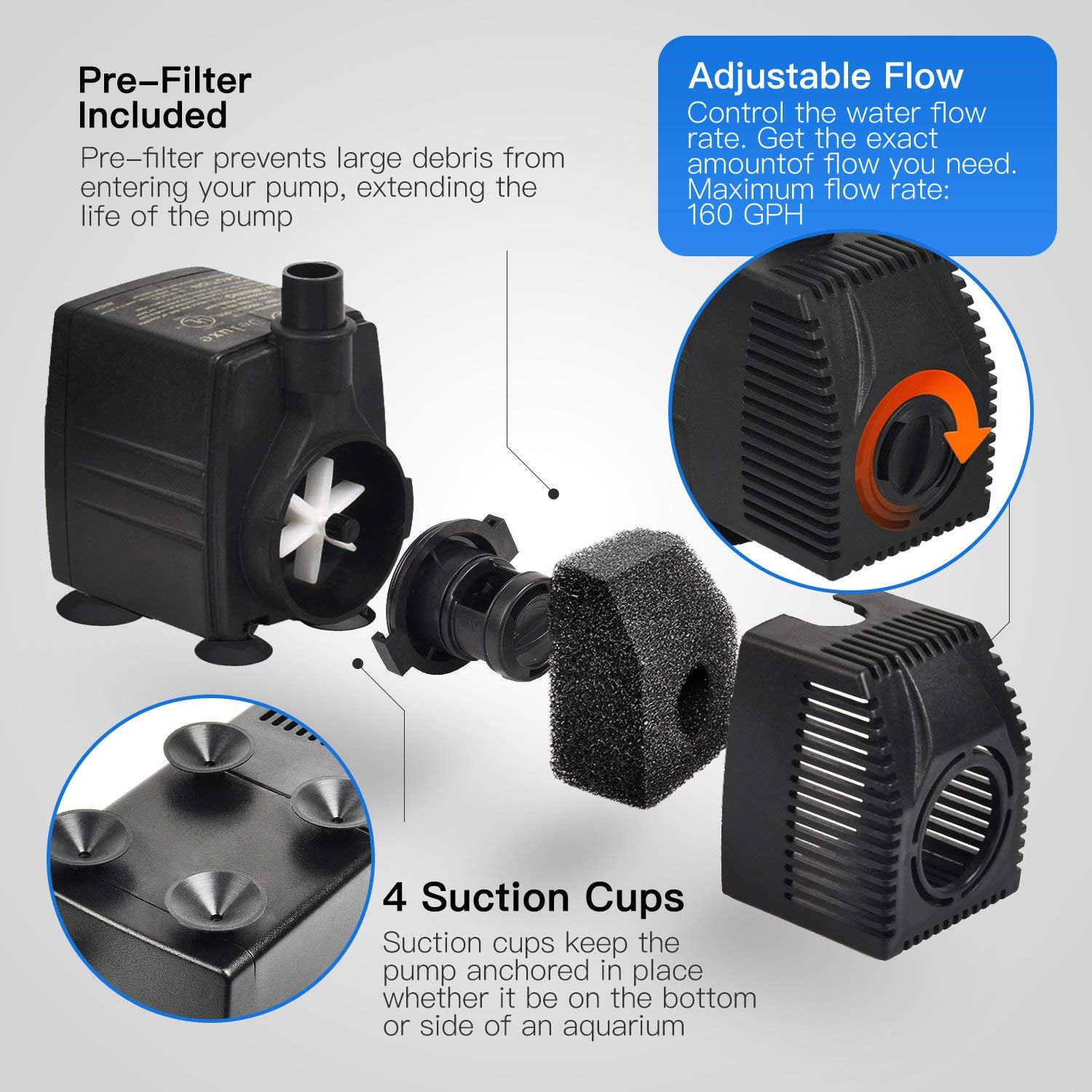 Simple Deluxe 290 GPH Submersible Water Pump and 24 Hour Plug-in Mechanical Electric Outlet Timers Switch for Fountains, Ponds, Aquariums and Hydropon Simple Deluxe 290 GPH UL Listed Submersible Pump With 6\u0027 Cord, Water