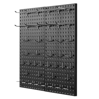 INCLY 48x24" Metal Pegboard Kit – 160-Piece Black Wall Organizer With 15 Hook Types, Bins, Tool Racks & Peg Locks For Garage, Workshop, Shed
