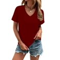 thumbnail image 4 of Women's V Neck T Shirts Casual Short Sleeve Summer Basic Tops Tees, 4 of 5