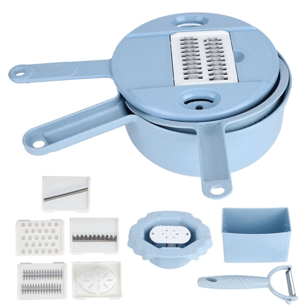 Trituradora De Alimentos Picadora Multifunción Manual Rallador De Patatas Y Verduras Utensilios De Cocina Azul