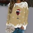 thumbnail image 2 of Women's Casual Crew Neck Double Christmas Print Long Sleeve Sweatshirt Top Soft Warm Winter Pullover Holiday Fashion Comfortable Loose Fit Tunic Style, 2 of 2
