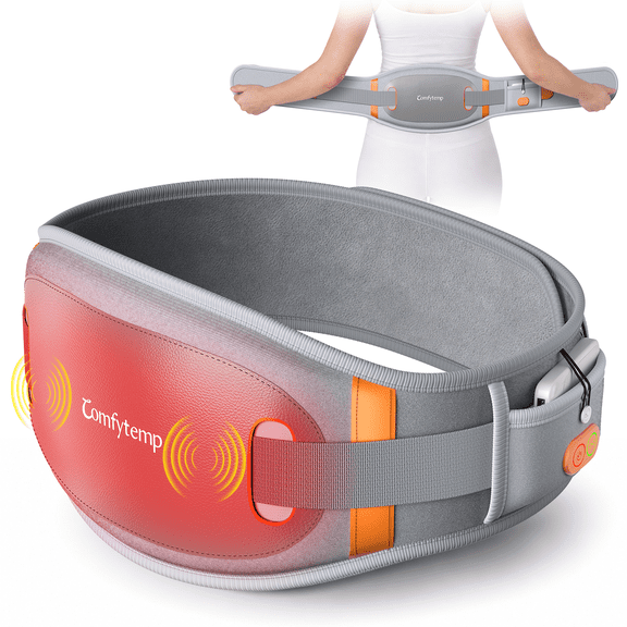 Comfytemp Cordless Lower Back Heating Pad with Massager, Graphene Far Infrared Portable Heated Waist Belt, Rechargeable Wireless Wearable Design