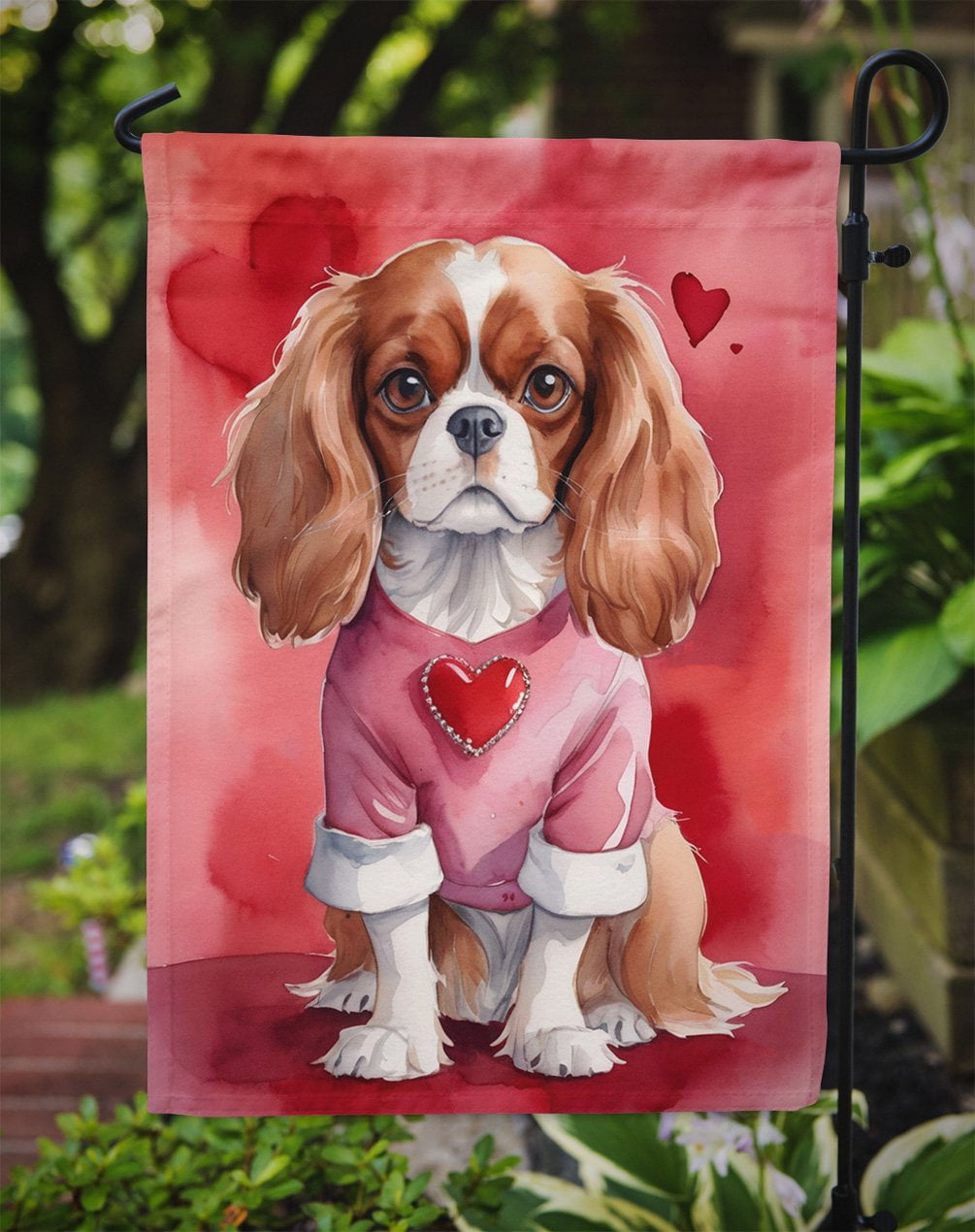 Cavalier Spaniel My Valentine Garden Flag 11.25 in x 15.5 in
