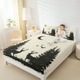 thumbnail image 4 of Manfei Cabin Deer Elk Twin Sheet Sets for Boy, Jungle Tree Print Twin Fitted Sheet, Woodland Animal Flat Sheet, Lightweight Room Decor, 3-Piece, 4 of 7