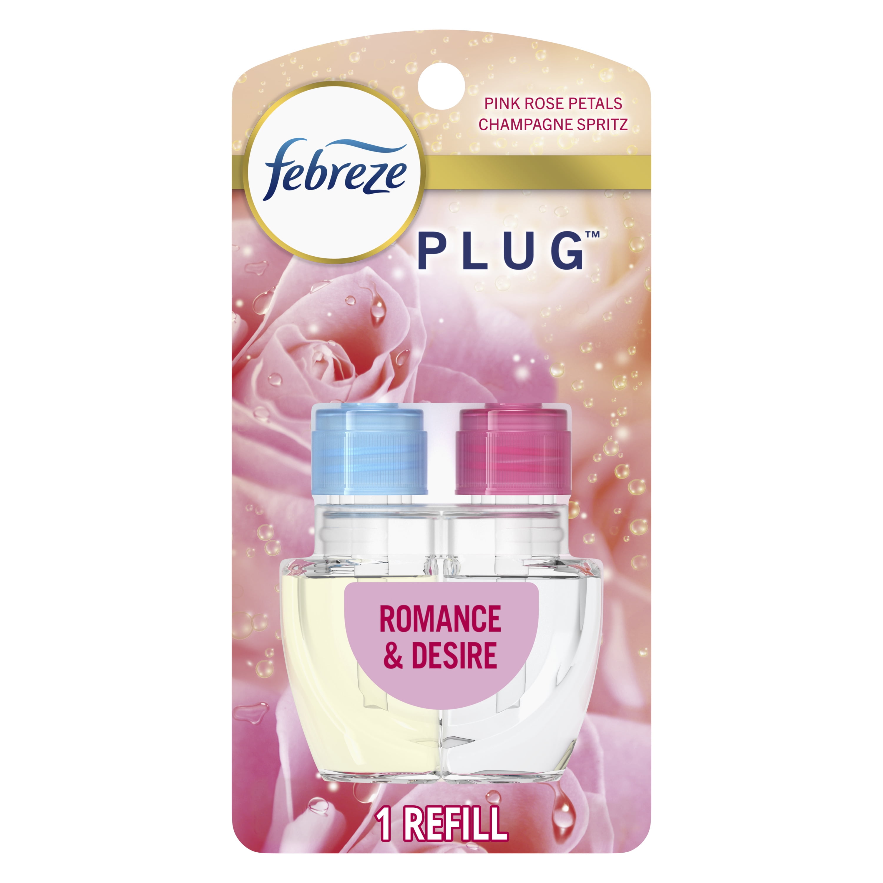 (4 pack) Febreze Plug In Air Freshener, Odor-Fighting Scented Oil Refill, Romance & Desire, 1 Refill