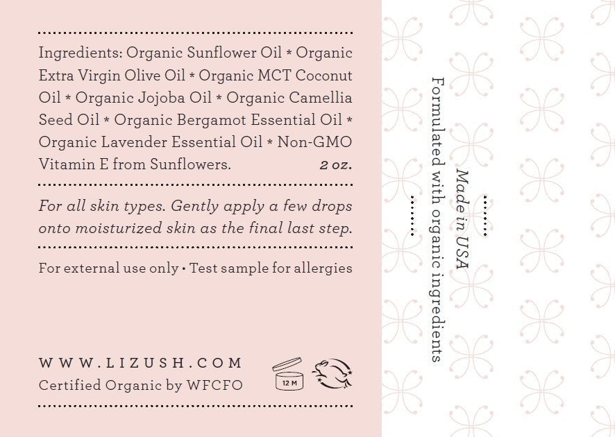 Lizush - ORGANIC TEEN FACIAL OIL Seals and Protects