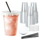 thumbnail image 2 of 50 Pcs Clear Plastic Cups with Lids and Straws, Iced Coffee Cups with Lids, Disposable Cups, Plastic Coffee Cups, Smoothie Cups for Cold Drinks (500ml), 2 of 6