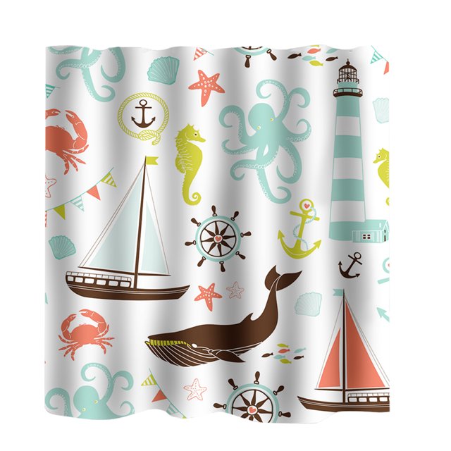 Cortina Impermeable Sunnimix Cortina de ducha marinos 180x180cm Multicolor