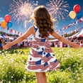 thumbnail image 5 of CCRFTGI 250 Anniversary USA Flag Girls Dresses Summer Sleeveless Cute Patriotic American Flag Stars Striped Dresses Swing Sundress Party Festival Red White and Blue Clothes for Kids Red 2-3 Years, 5 of 8
