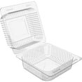 thumbnail image 2 of 100 Count Clear Plastic Hinged Clamshell Takeout Tray Food Clamshell Containers for Dessert, Cakes, 2 of 5