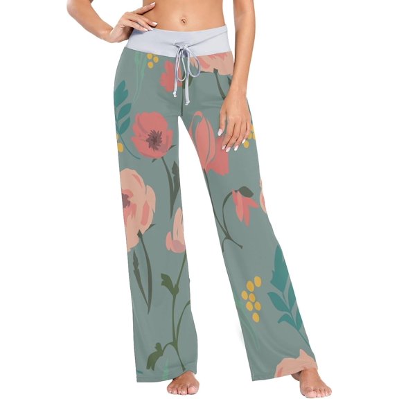 GZHJMY Women's Pajama Pants Flowers Pattern Comfy Stretch Sleepwear Essentials womens Lightweight Lounge Terry Pajama Pant, X-Large