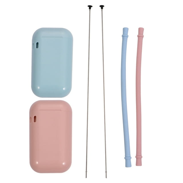 2 PCS Portable Silicone Straws Foldable Drinking Straws Reusable Cocktail Straws for Bar Party with Package