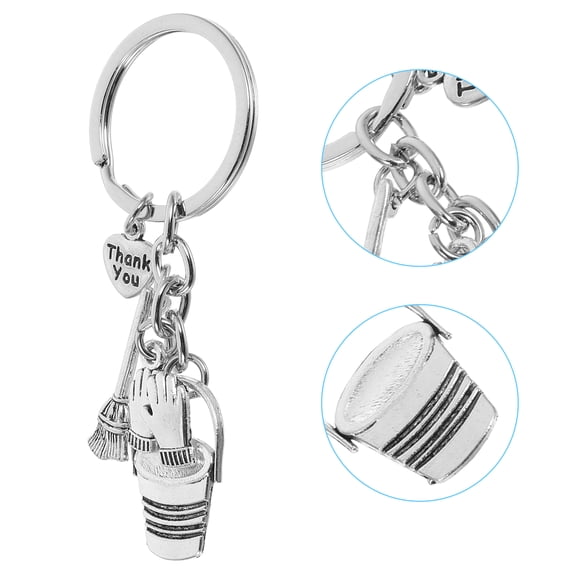 Pretyzoom Broom Charm Housekeeping Worker Keychain Pendant 1Pcs Alloy for Cleaners