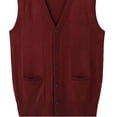 thumbnail image 4 of BaoFuBaoMei Mens Wool Cardigan Sweater Big and Tall V Neck Sleeveless Vest Button up Ribbed Trim Cardigan Solid Knitted Sweater with Pockets, 4 of 4