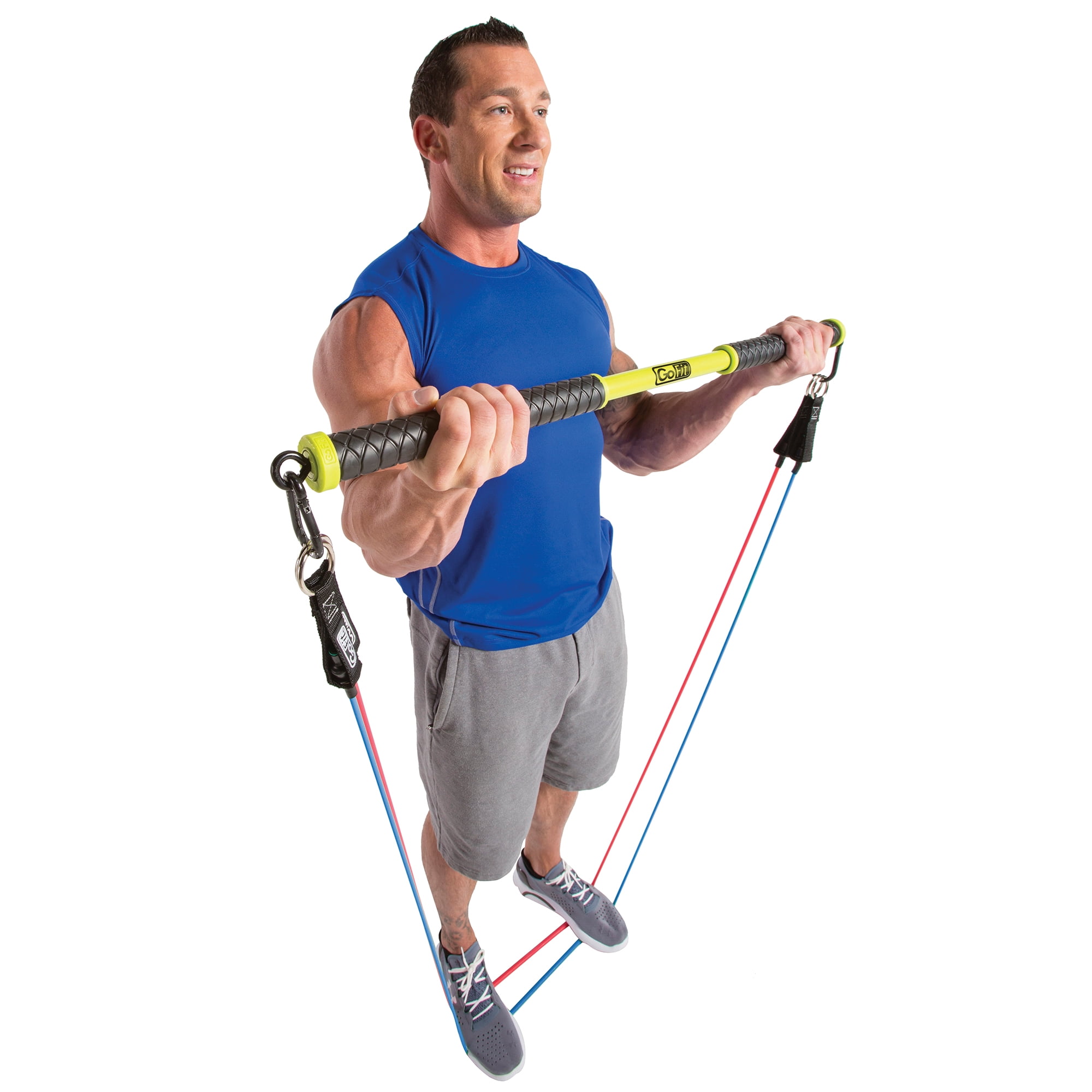 GoFit Resist-a-Bar Kit with 3 Power Tubes, Handles, Door Anchors, 37-Inch Total Body Workout