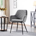 thumbnail image 4 of Dining Chairs Armchairs Velvet Upholstered Side Chairs Modern Chairs with Steel Legs and Backrest for Kitchen Dining Room Living Room Set of 2 Grey, 4 of 8