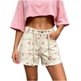 thumbnail image 2 of Nolissa Womens Polka Dot Jean Shorts Drawstring Frayed Hem Cargo Denim Shorts with Pockets Beach Vacation Shorts, 2 of 9