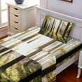 thumbnail image 2 of Ambesonne Nature Fitted & Top Sheet Set with Sham, Forest Leaves at Sunrise, Yellow Green Brown, 2 of 5