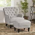 thumbnail image 3 of YYAo Modern Accent Chairs with Ottoman,Comfy Light Gray Armchair for Bedroom,Living Room Upholstered Sofa Chair Reading Chair for Small Spaces, 3 of 14