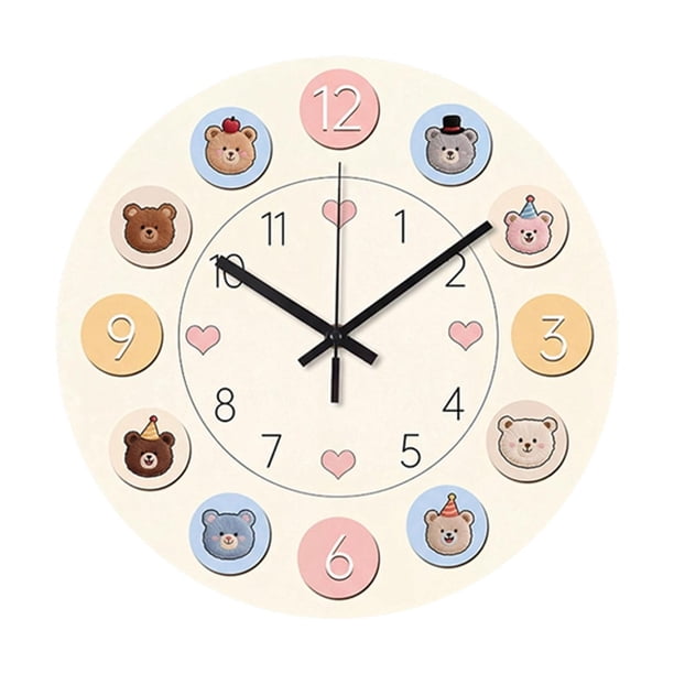 Reloj de pared redondo decorativo con forma de oso, sin asa, con números arábigos. 20 cm