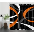 thumbnail image 3 of Orange Abstract Geometric Shower Curtain for Bathroom, Luxury Aesthetic Black and Grey Fabric Shower Curtain with Hooks,Mid Century Modern Bathroom Curtain Shower Set, 72" W x 72" L, 3 of 6