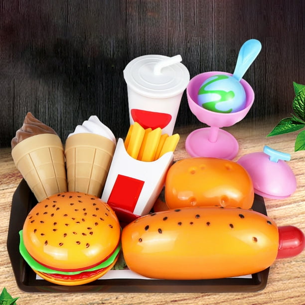 Juguetes educativos, cocina de juguete con forma de hamburguesa para niños y niñas, minijuego de cocina de simulación, modelos de comida desmontables y ensamblables, simulación de refrigerio de cocina