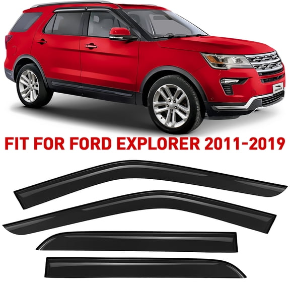Voron Glass Tape-on Extra Durable Rain Guards for Ford Explorer 2011-2019, Window Deflectors, Vent Window Visors, 4 Pieces - 120024