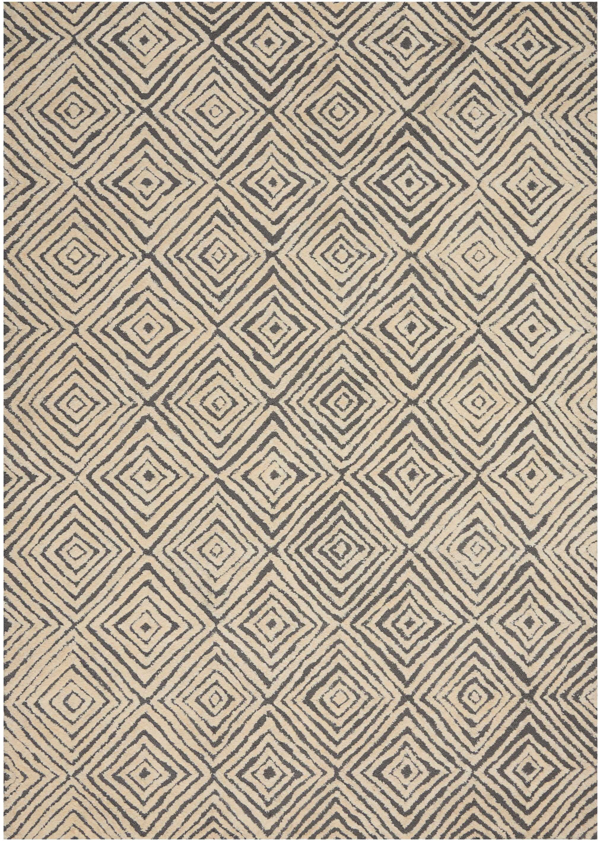 Nourison Modern Deco Modern Geometric Grey/Ivory 3'9" x 5'9" Area Rug, (4' x 6')