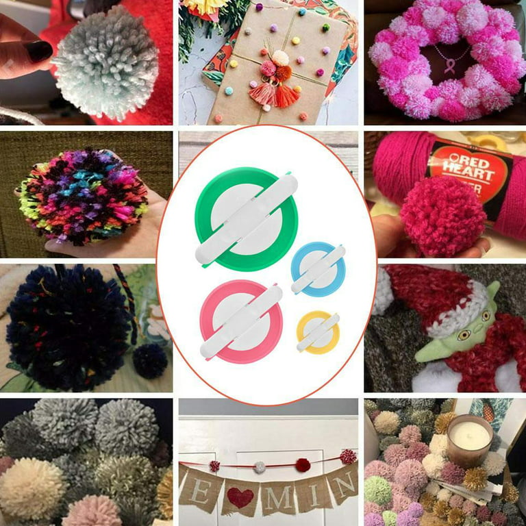JTWEEN 4 Sizes Pom Pom Makers Set Fluff Ball Weaver Needle Knit